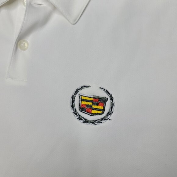 Nike Golf Dri-Fit with embroidered Cadillac Crest Polo Shirt size XL White - Picture 4 of 6